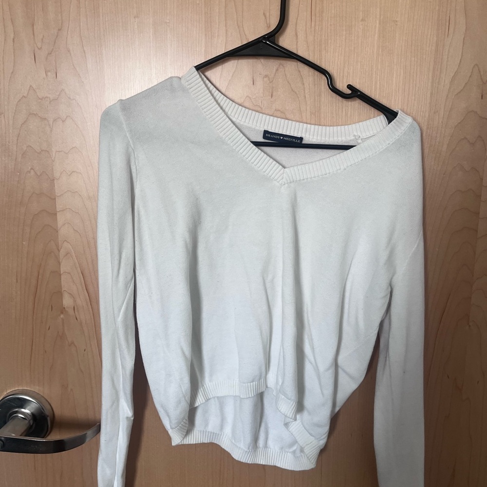 White V-Neck Sweater
